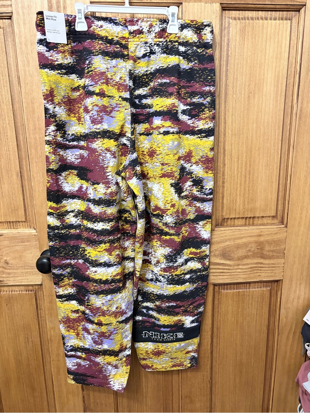 Nike Multicolor Abstract Print Sweatpants - Yellow Maroon Black